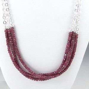 Rough Ruby and Sterling Silver Necklace